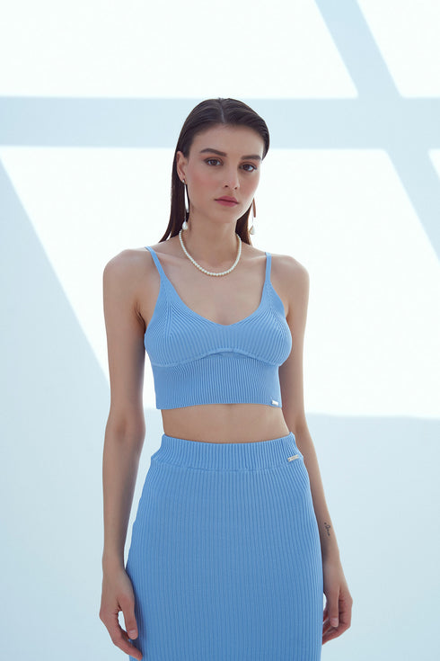 V NECK CROP TOP - Barrus London